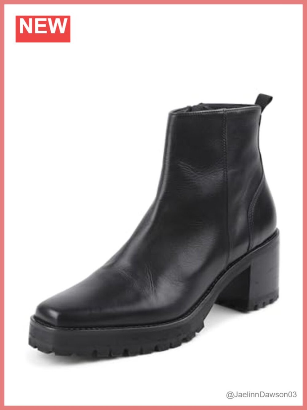 Snip Toe Bootie Leather Lining Inside Zipper Block Heel Ankle Boots